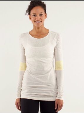 Lululemon Devotion Long Sleeve Tee Polar Cream Yellow Sz 6 medium